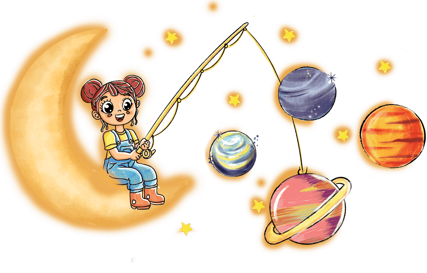 Moon Girl fishing planets