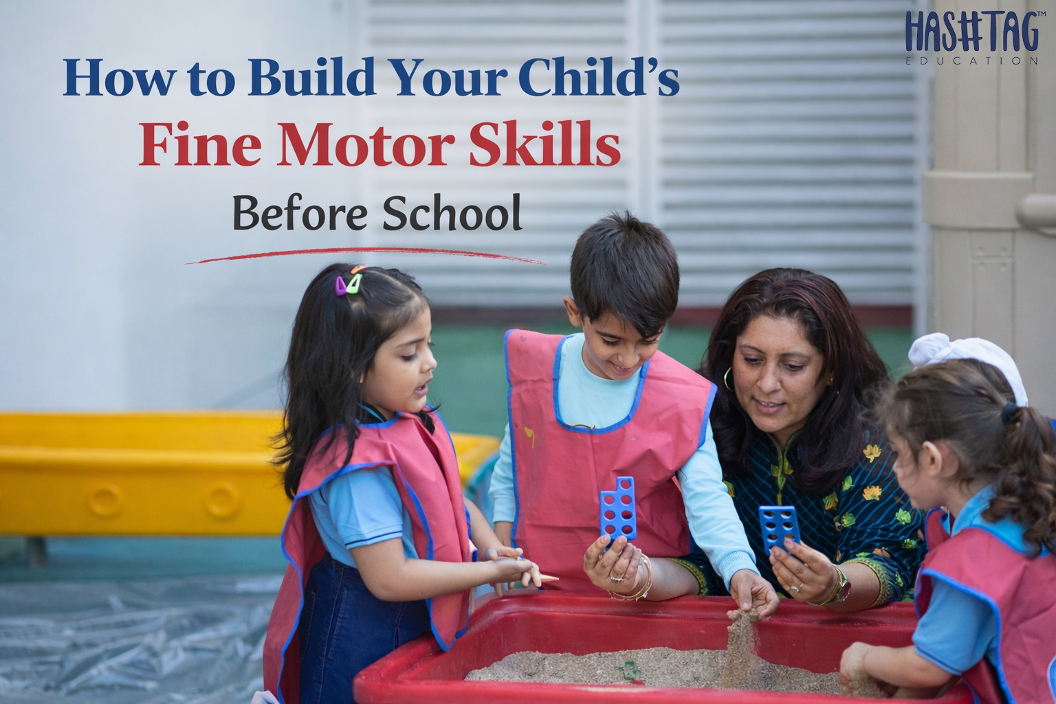Child practicing fine motor skills with drawing, cutting, and playdough