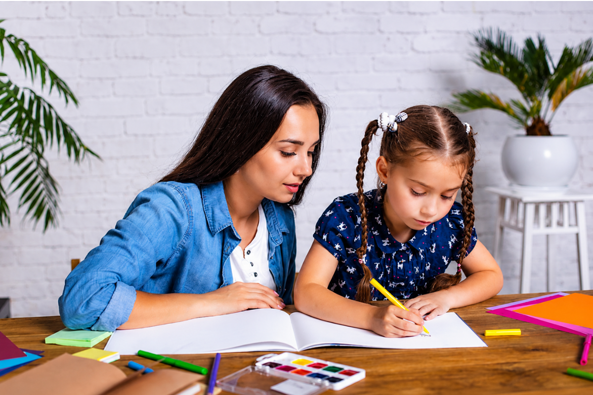 Parent using simple daily activities to teach English to kids at home India